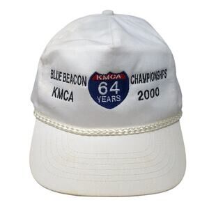 KMCA 64 Years Blue Beacon Championship 2000 Trucker Hat White OS Rope KC Vintage